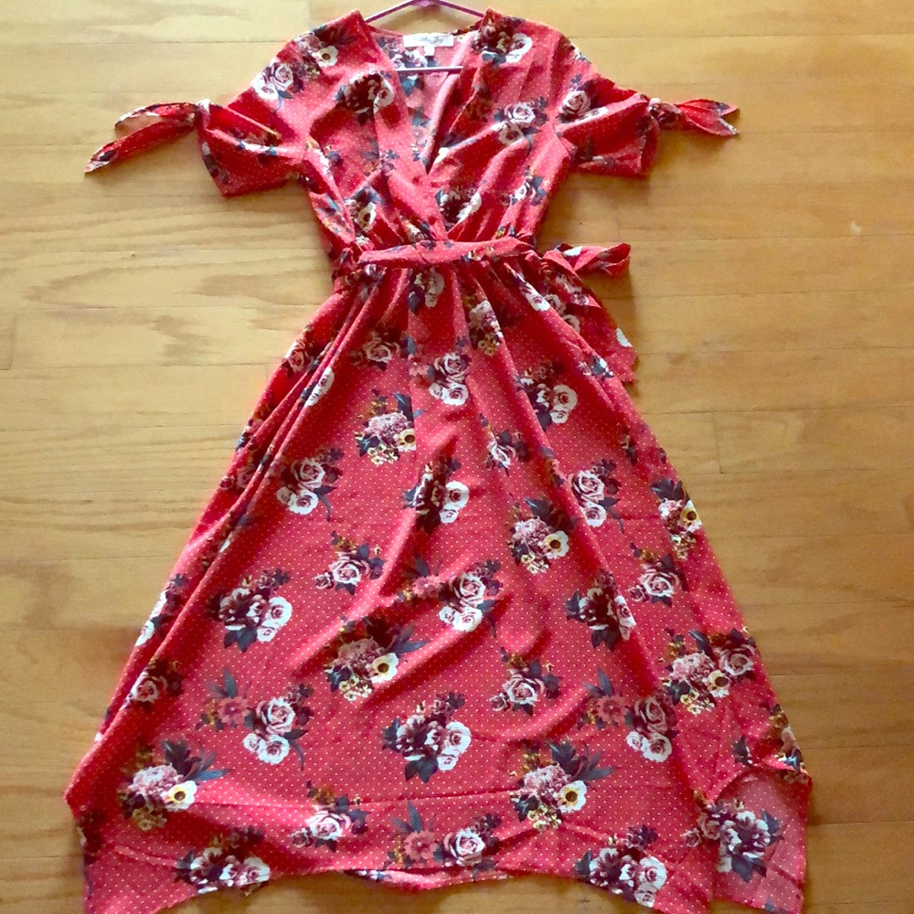 NWOT - calf length waist tie dress
